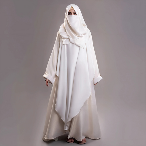 Stylish Shimmer Offwhite Abaya