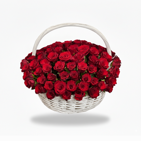 4 Dozen Red Roses Basket