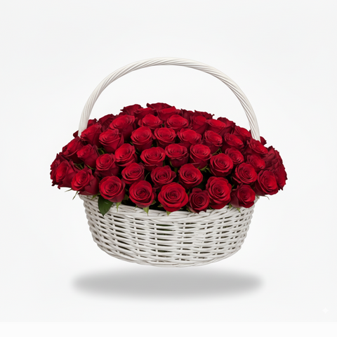 4 Dozen Red Roses Basket